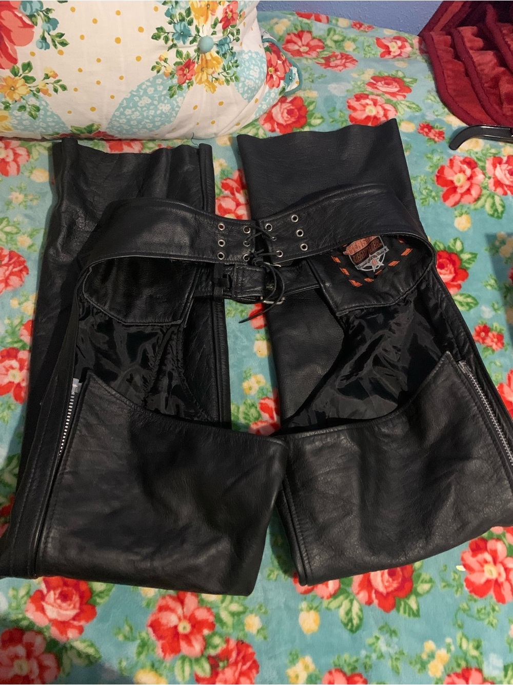 Interstate Leather Riding Motorcycle Rodeo Chaps Black Size Large - Picture 3 of 11